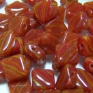 25 Stück Two-Hole Silky Beads 6mm - Crystal red/yellow