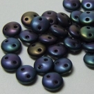 #12 - 50 Stück Two-Hole Lentils 6mm - Jet matte iris blue