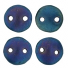 #12 - 50 Stück Two-Hole Lentils 6mm - Jet matte iris blue